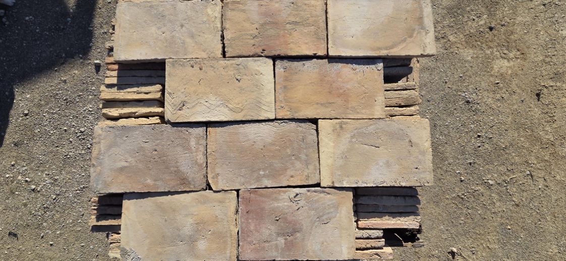 Terre cuite ancienne de Provence panaché orange et rose - rectangle - carrelage rectangulaire XVIIIe XIXe
