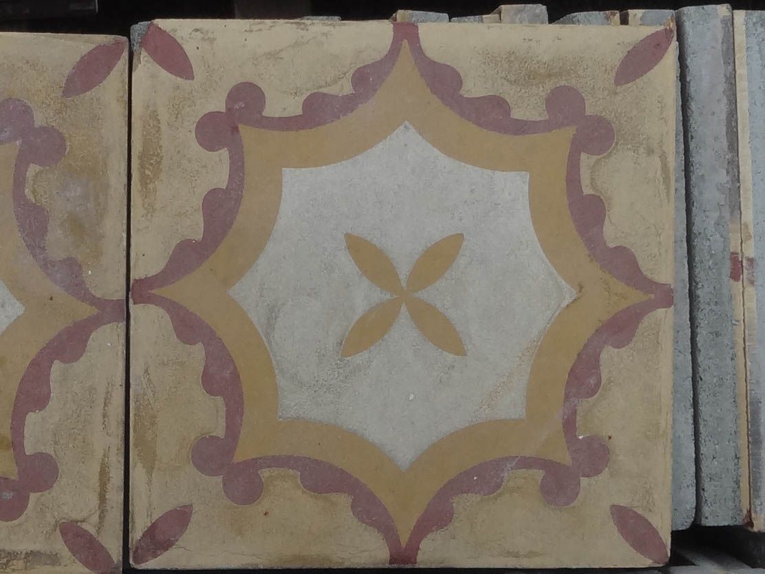 carreaux de ciment anciens - Diadème jaune