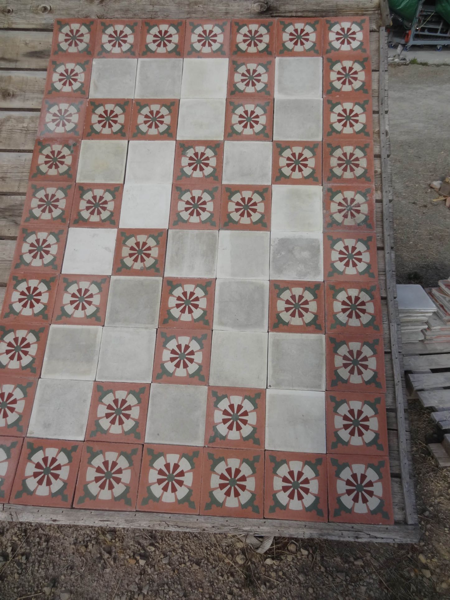 carreaux de ciment anciens - Rose de Mai