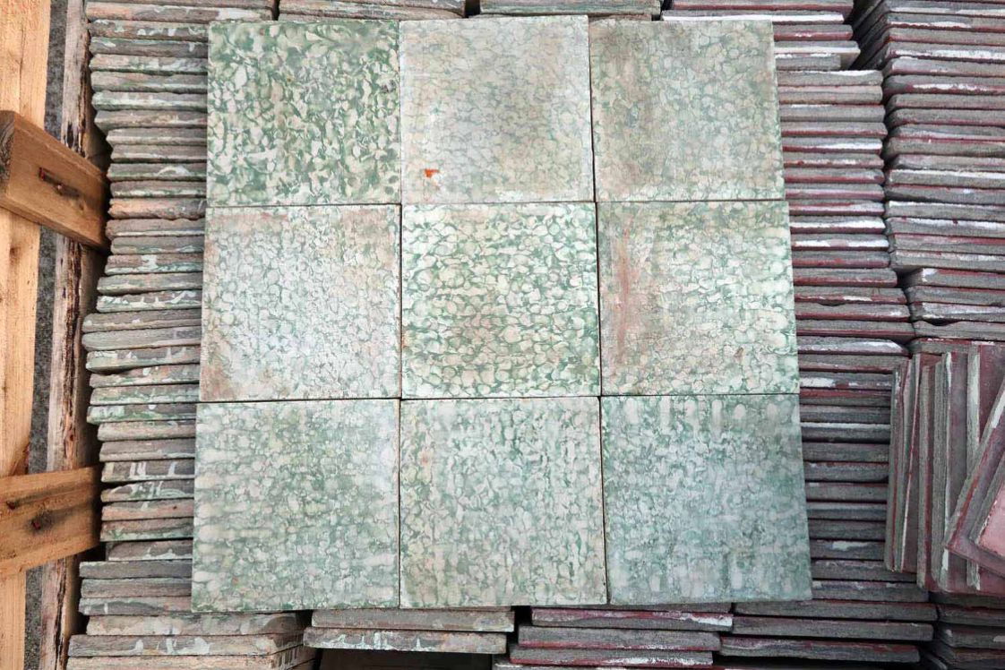 carreaux de ciment anciens - Vert mêlé