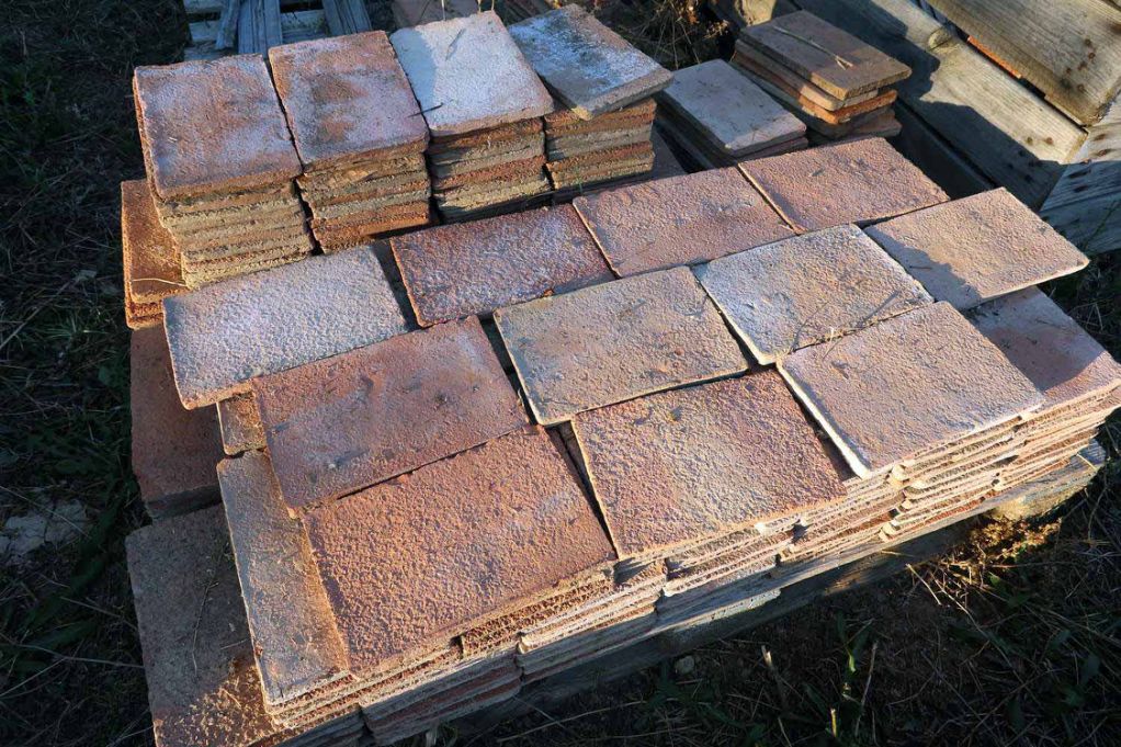 Terres cuites anciennes rectangles - mallon feuillet ancien XVIIIe XIXe