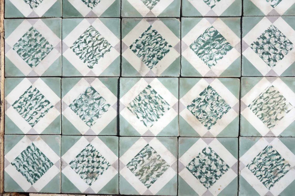 damier mêlé vert - carreaux de ciment pour salle de bain