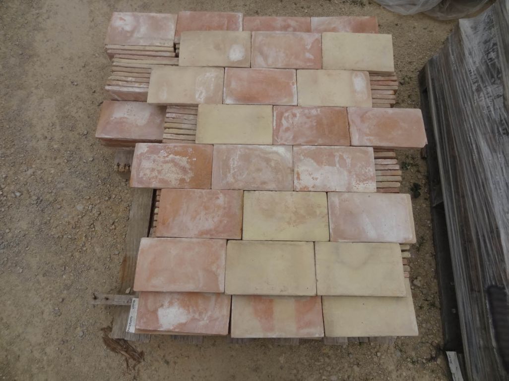 Terres cuites anciennes rectangles panaché clair - mallon feuillet ancien XVIIIe XIXe