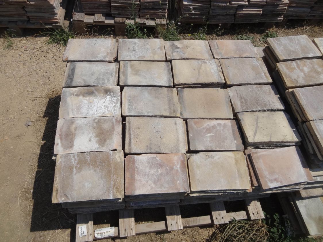 Terres cuites anciennes rectangles panaché clair - mallon feuillet ancien XVIIIe XIXe