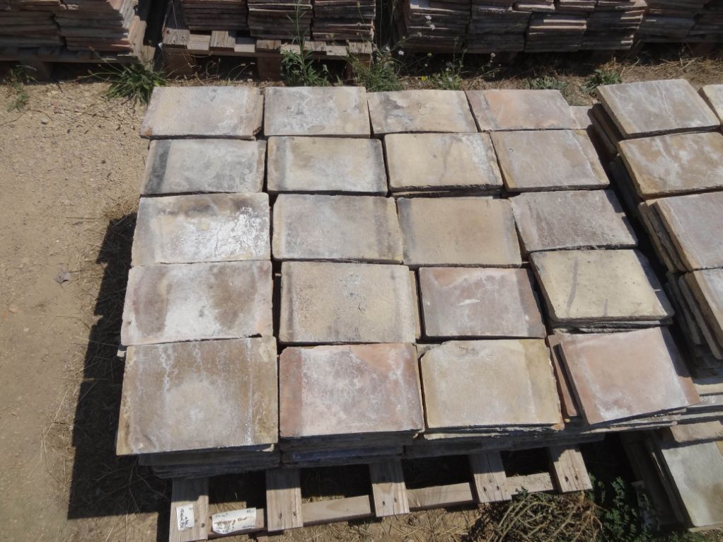 Terres cuites anciennes rectangles panaché clair - mallon feuillet ancien XVIIIe XIXe