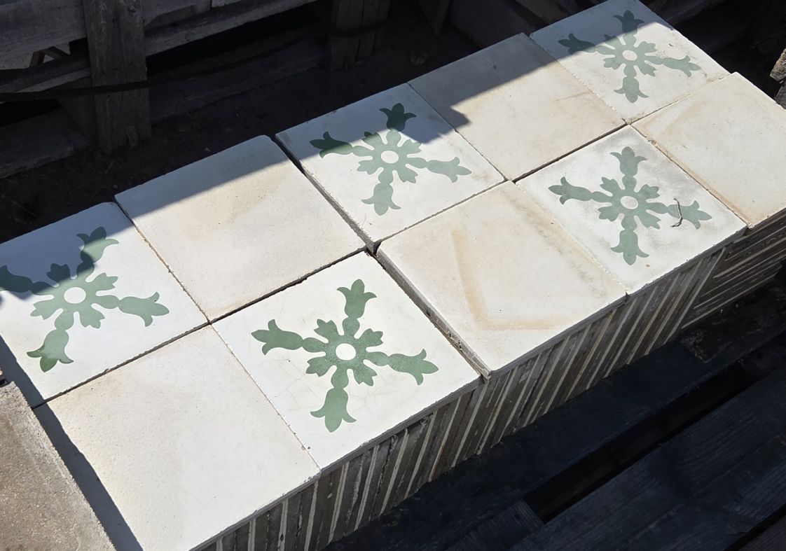 carreaux de ciment anciens - Vert mêlé