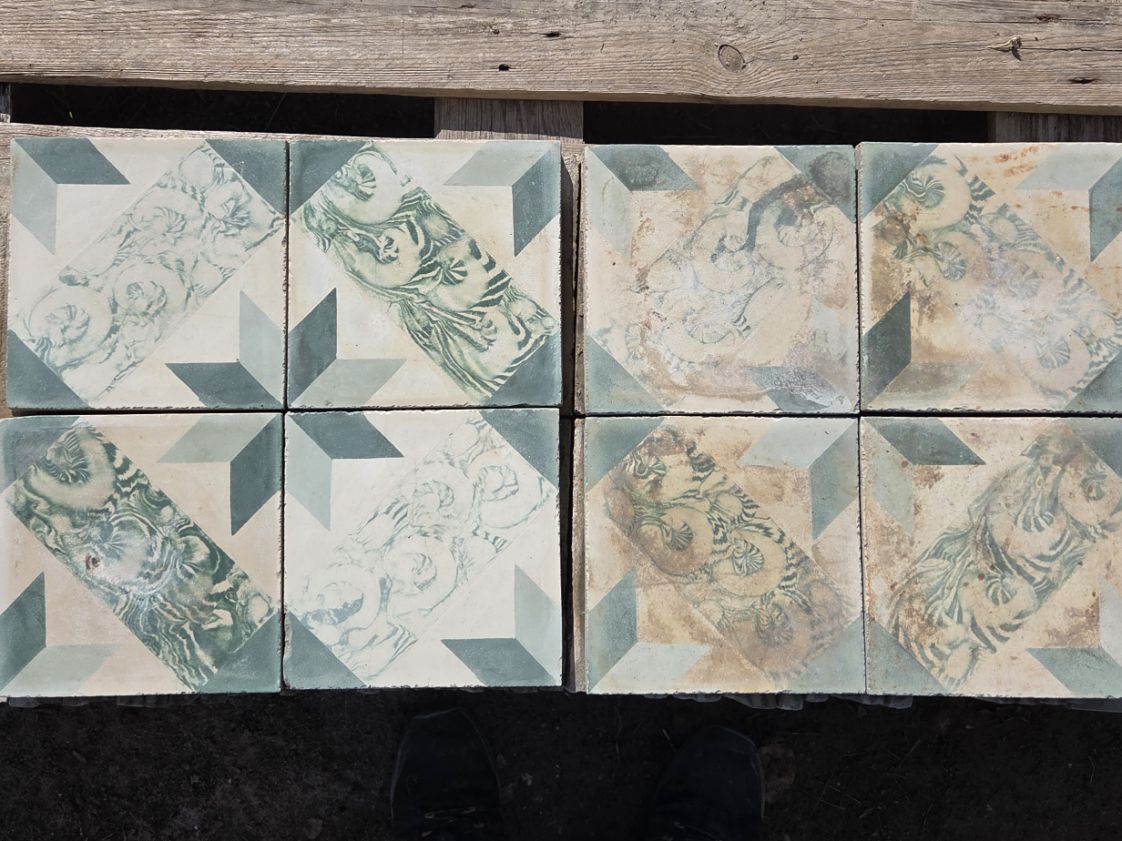 carreaux ciment anciens - Etoile Bourbon verte