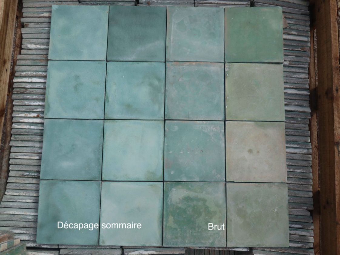 carreaux de ciment anciens - Vert mêlé