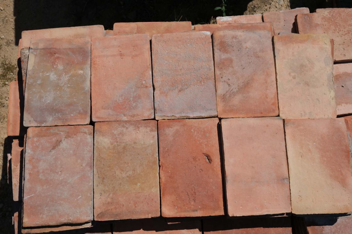Terres cuites anciennes rectangles - mallon feuillet ancien XVIIIe XIXe